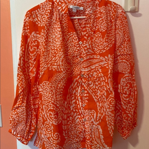 Chico's Tops - Chico's Orange and White Blouse Elegant Top